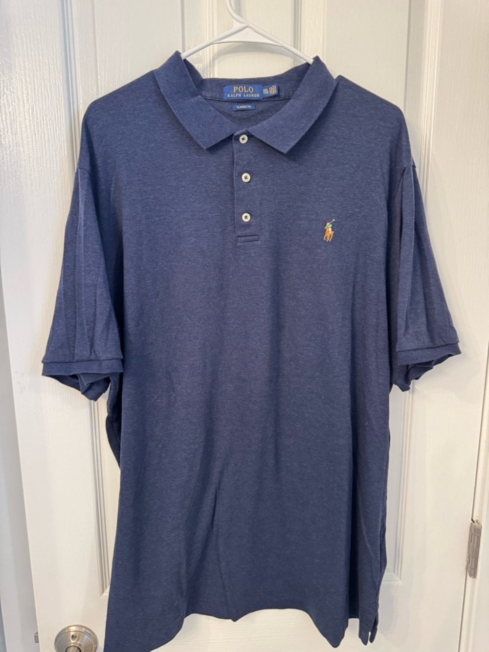 Polo by Ralph Lauren Navy Blue Heathered Classic Polo with logo Size XXL